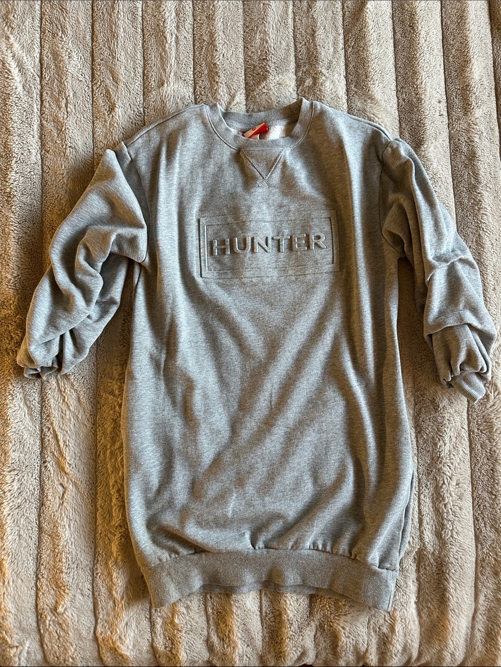 Hunter x Target Light Gray Embossed Logo Crewneck Sweatshirt with side pockets